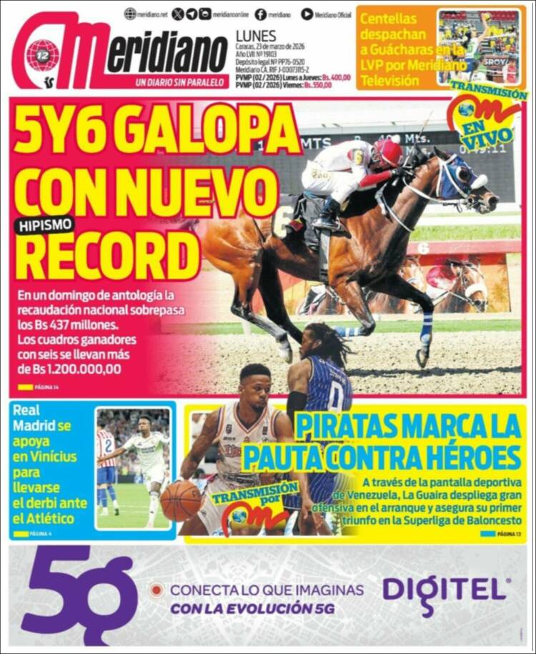 Portada de Meridiano (Venezuela)