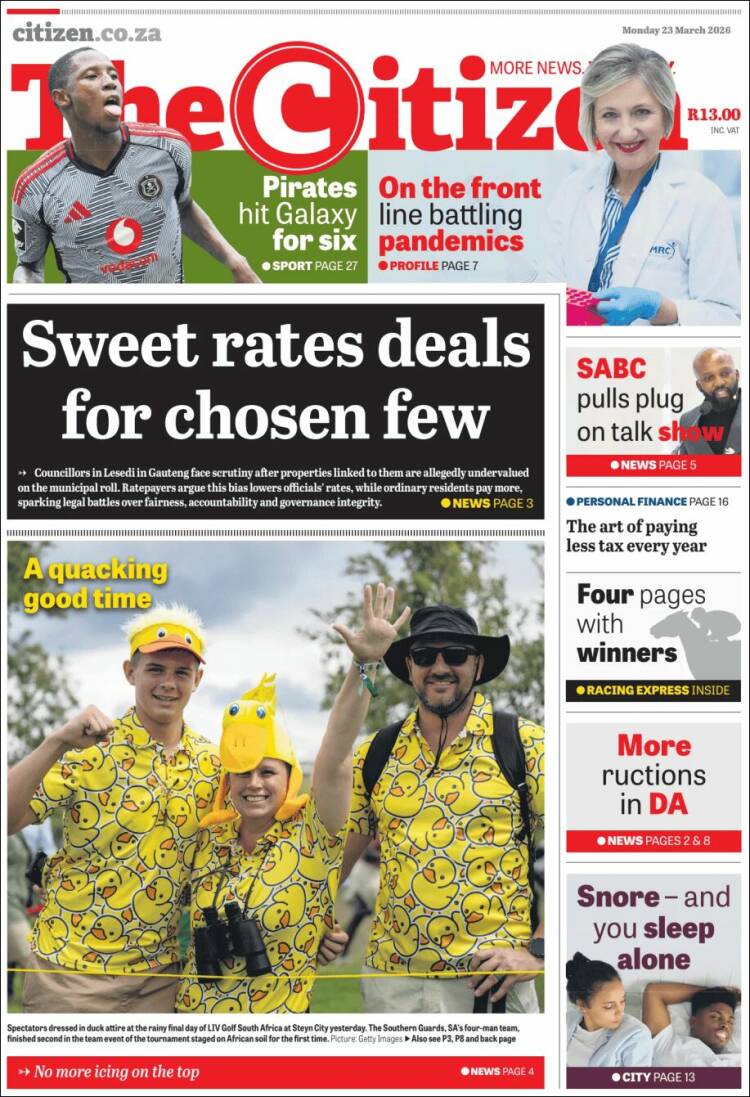 Portada de The Citizen (Sud&aacute;frica)