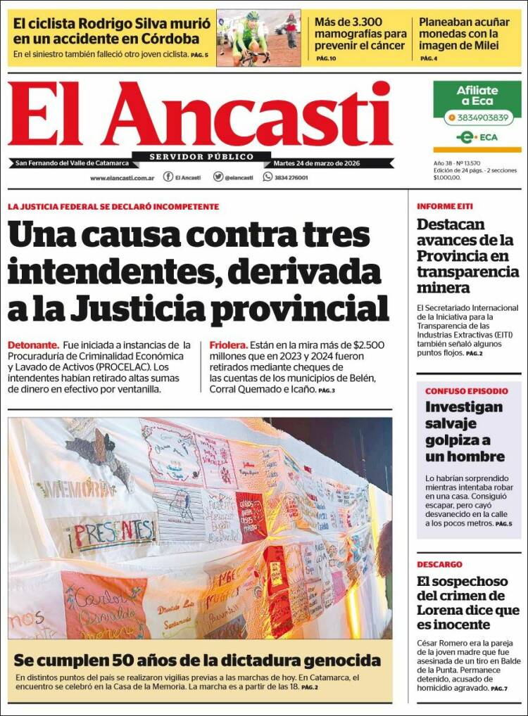 Portada de El Ancasti (Argentina)