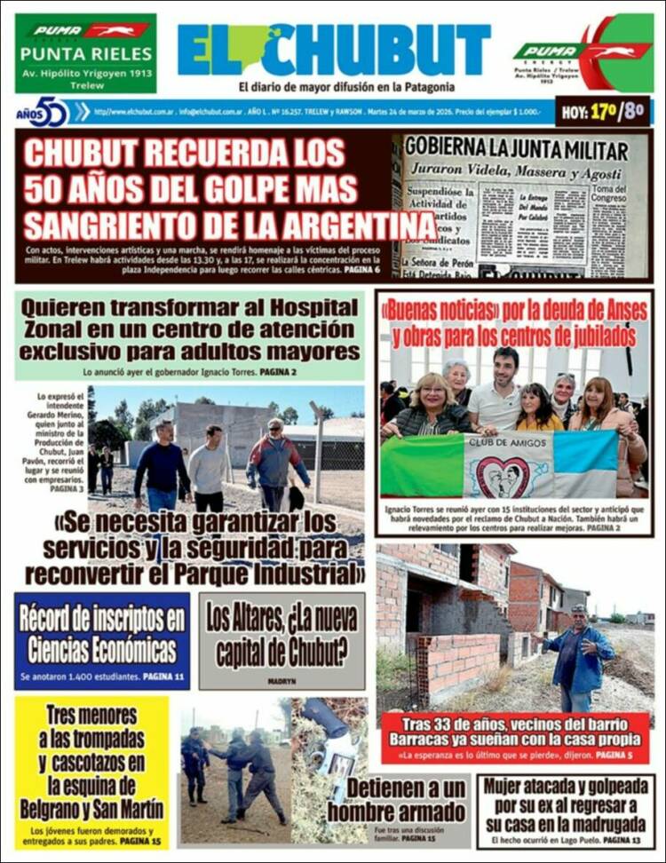 Portada de El Chubut (Argentina)