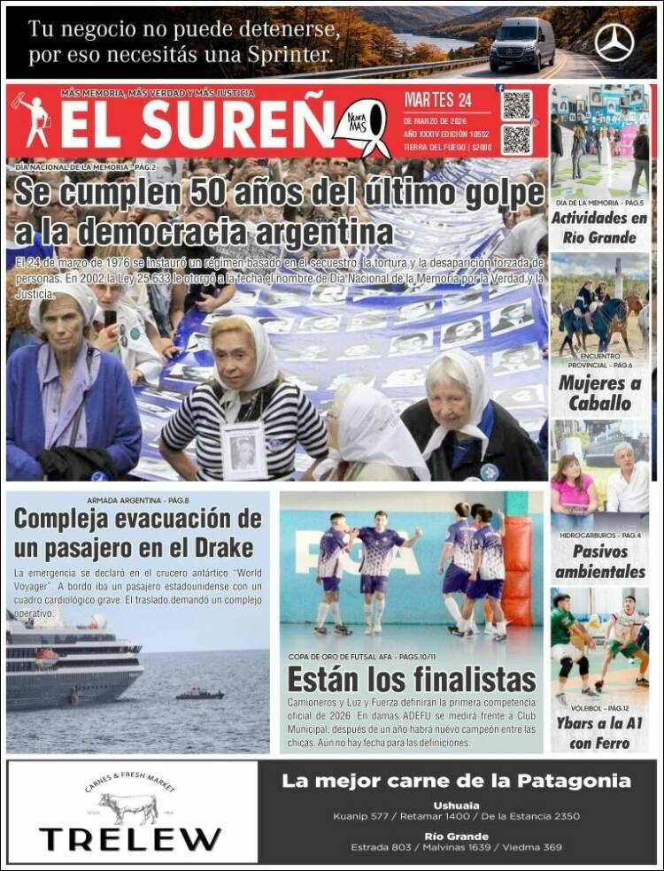 Portada de Diario El Sureño (Argentina)