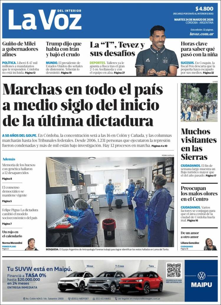 Portada de La Voz del Interior (Argentina)