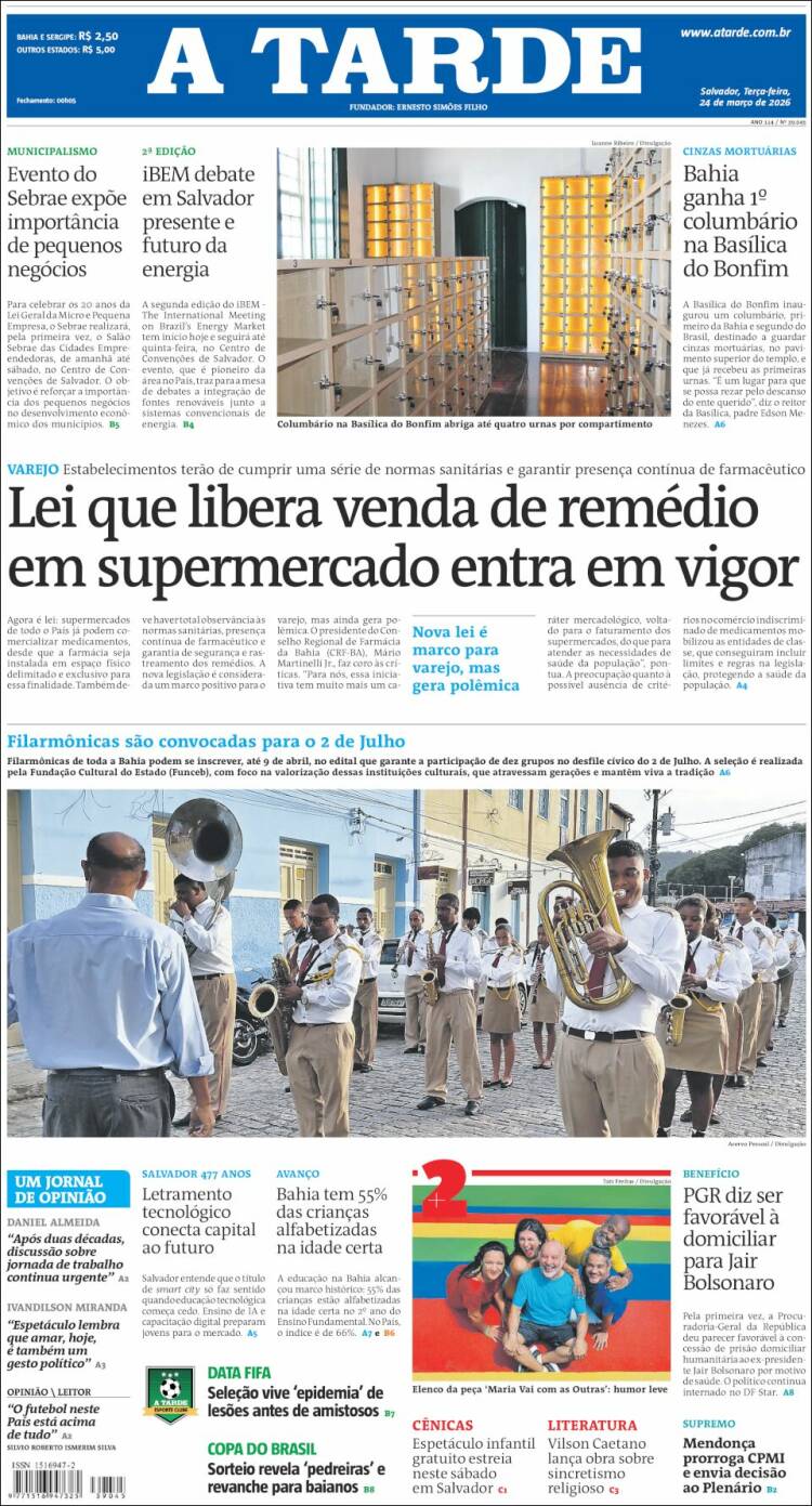 Portada de Diário A Tarde (Brasil)