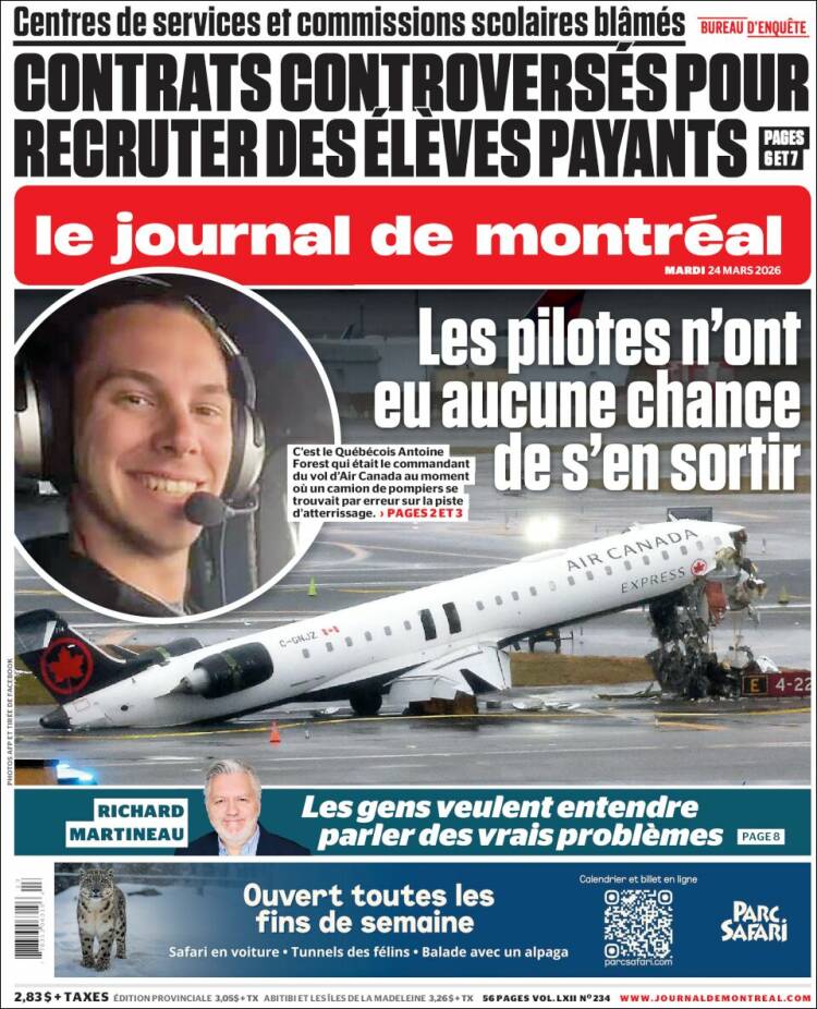 Portada de Le Journal de Montréal (Canad&aacute;)