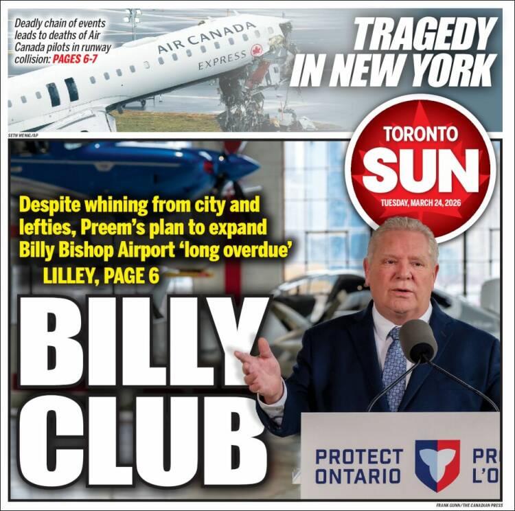 Portada de The Toronto Sun (Canad&aacute;)