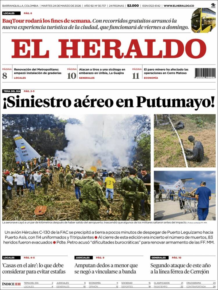 Portada de El Heraldo (Colombia)