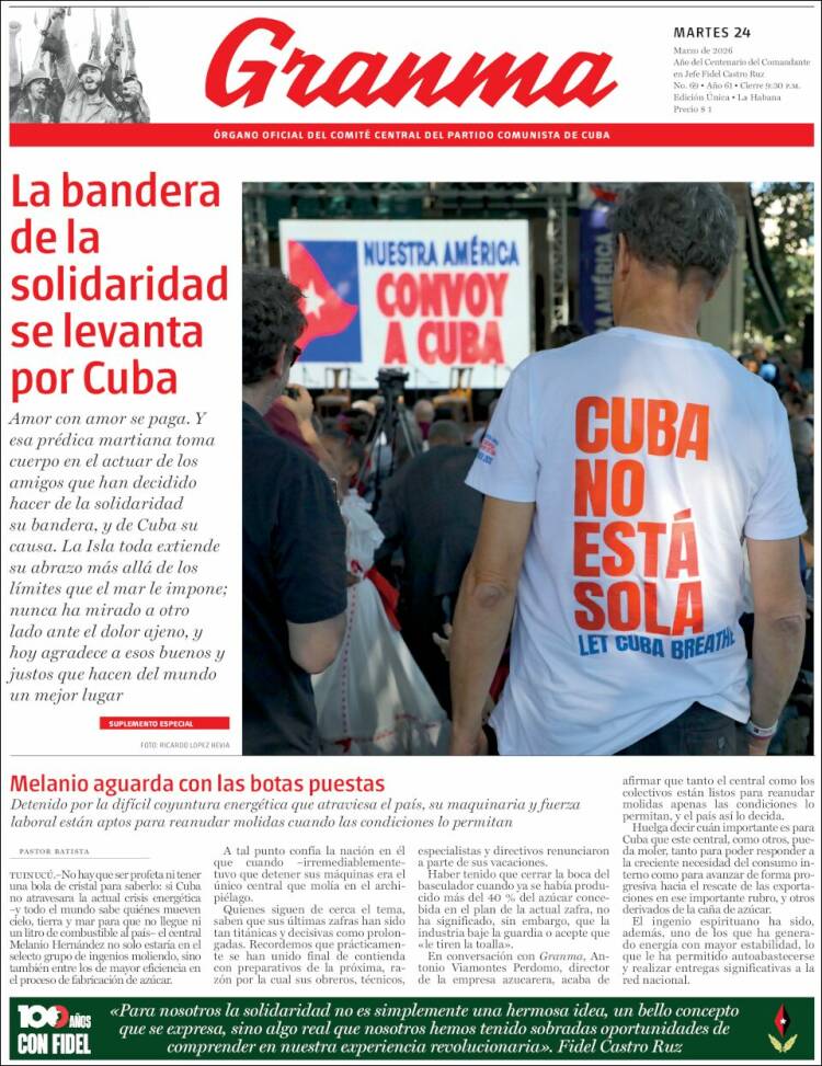 Portada de Granma (Cuba)