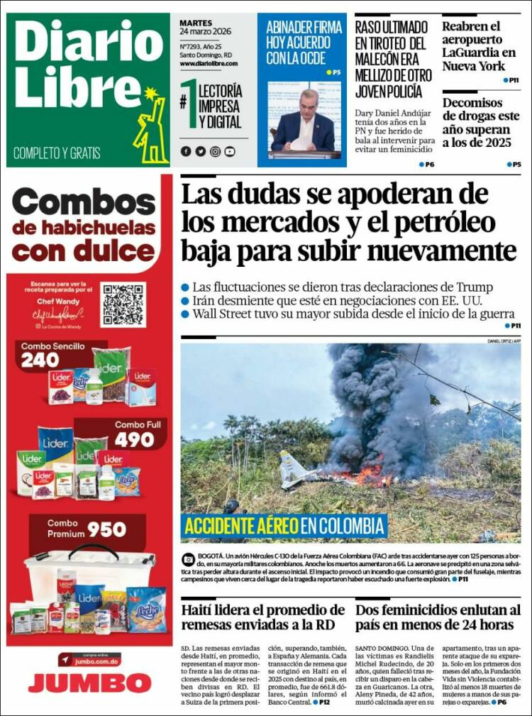 Portada de Diario Libre (R. Dominicana)