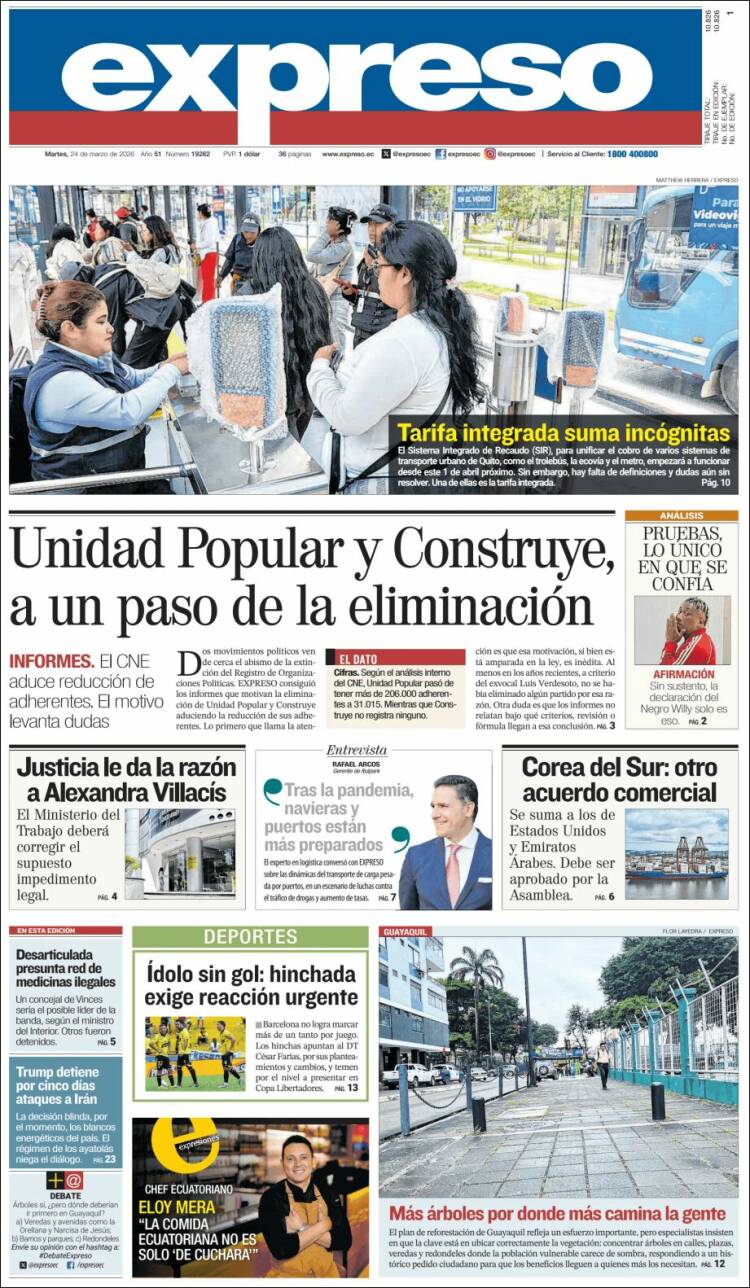 Portada de Expreso (Ecuador)
