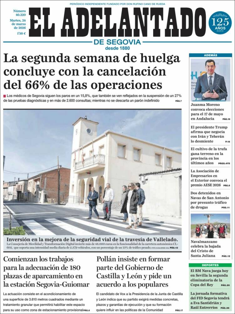 Portada de El Adelantado de Segovia (Espa&ntilde;a)
