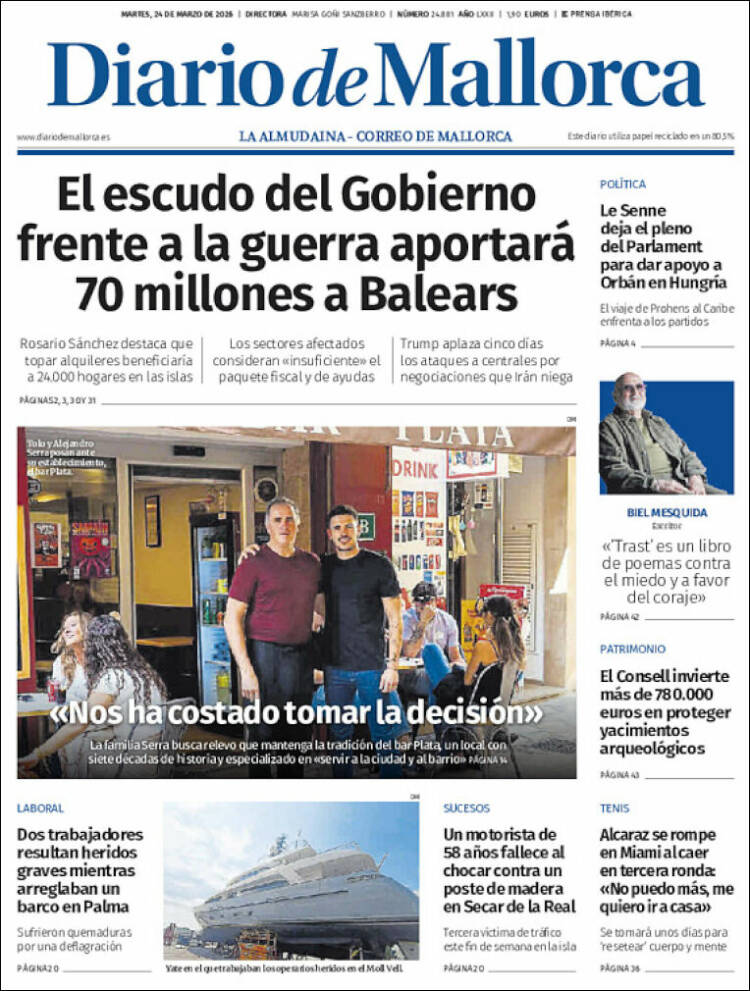 Portada de Diario de Mallorca (Espa&ntilde;a)