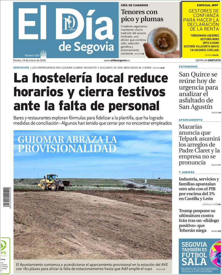 Portada de El Día de Segovia (Espa&ntilde;a)