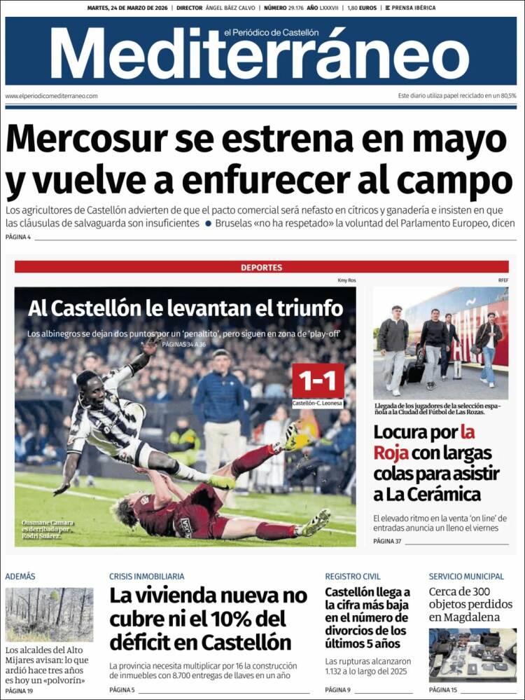 Portada de El Periódico Mediterraneo (Espa&ntilde;a)