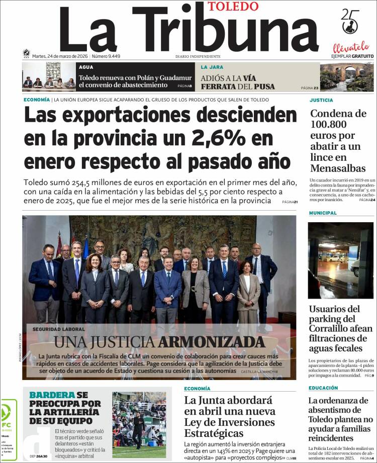 Portada de La Tribuna de Toledo (Espa&ntilde;a)