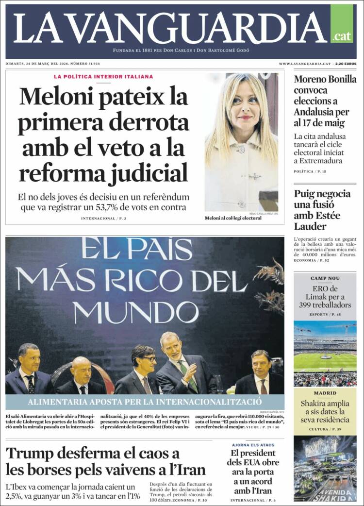 Portada de La Vanguardia (Espa&ntilde;a)