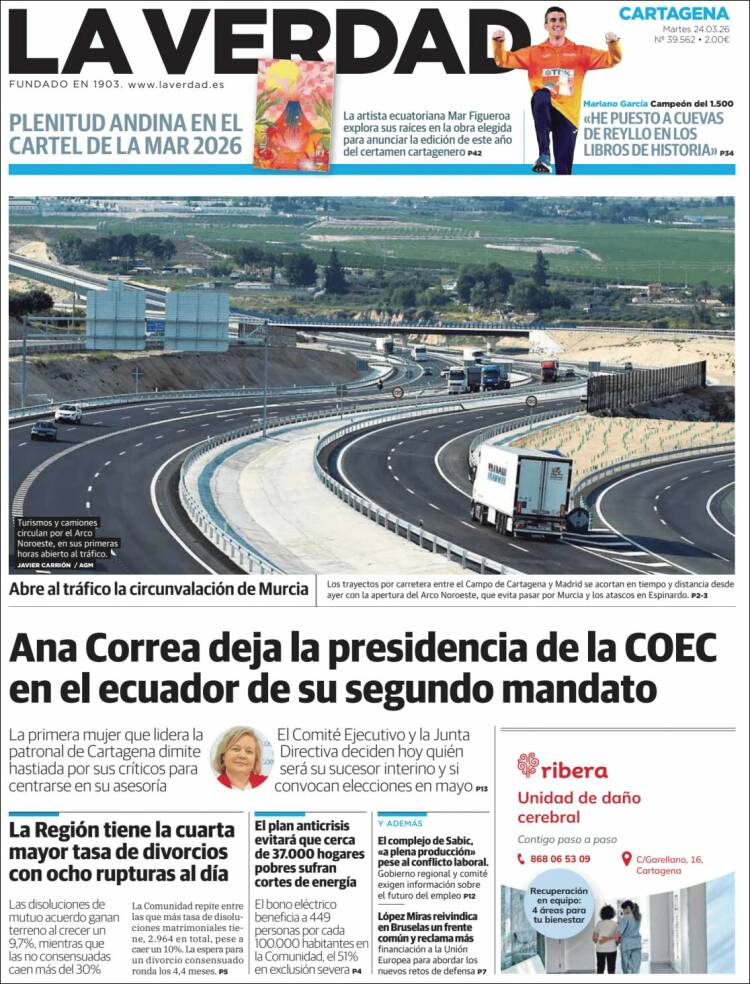 Portada de La Verdad de Cartagena (Espa&ntilde;a)