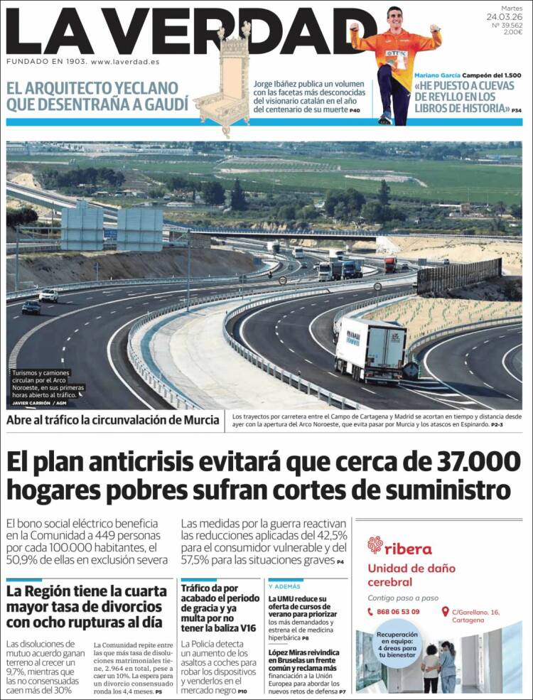 Portada de La Verdad de Murcia (Espa&ntilde;a)