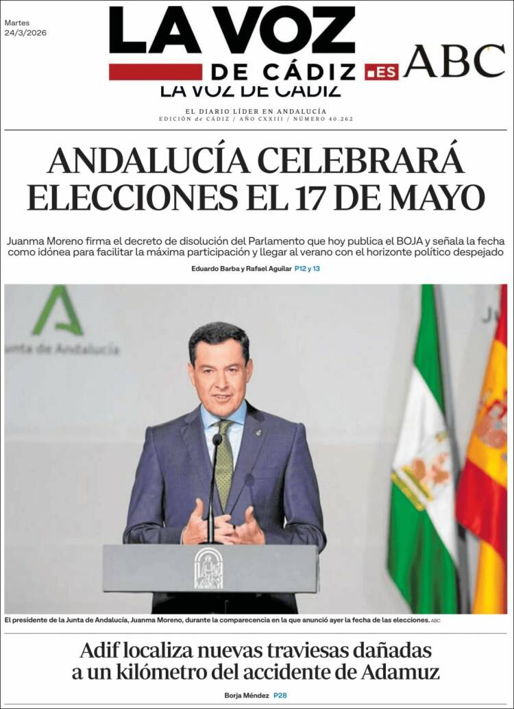 Portada de La Voz de Cádiz (Espa&ntilde;a)