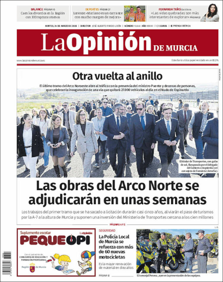 Portada de La Opinión de Murcia (Espa&ntilde;a)