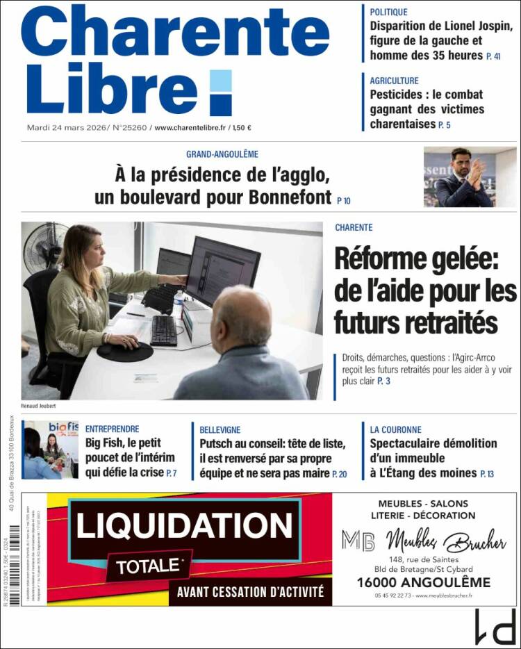 Portada de Charente Libre (Francia)