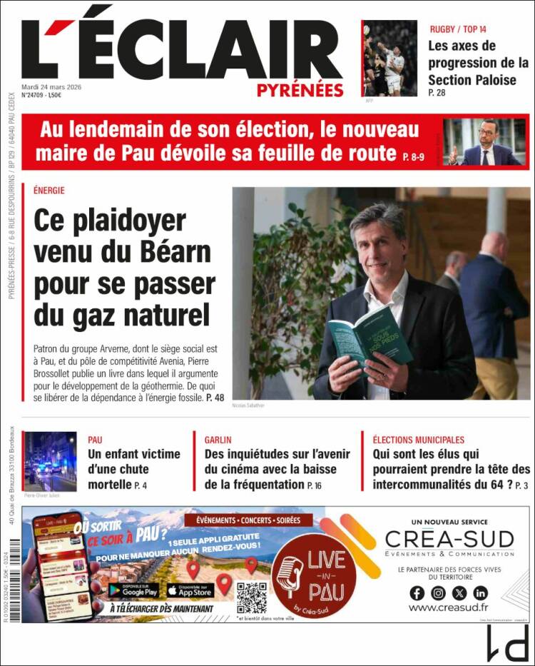 Portada de L'Eclair des Pyrénées (Francia)