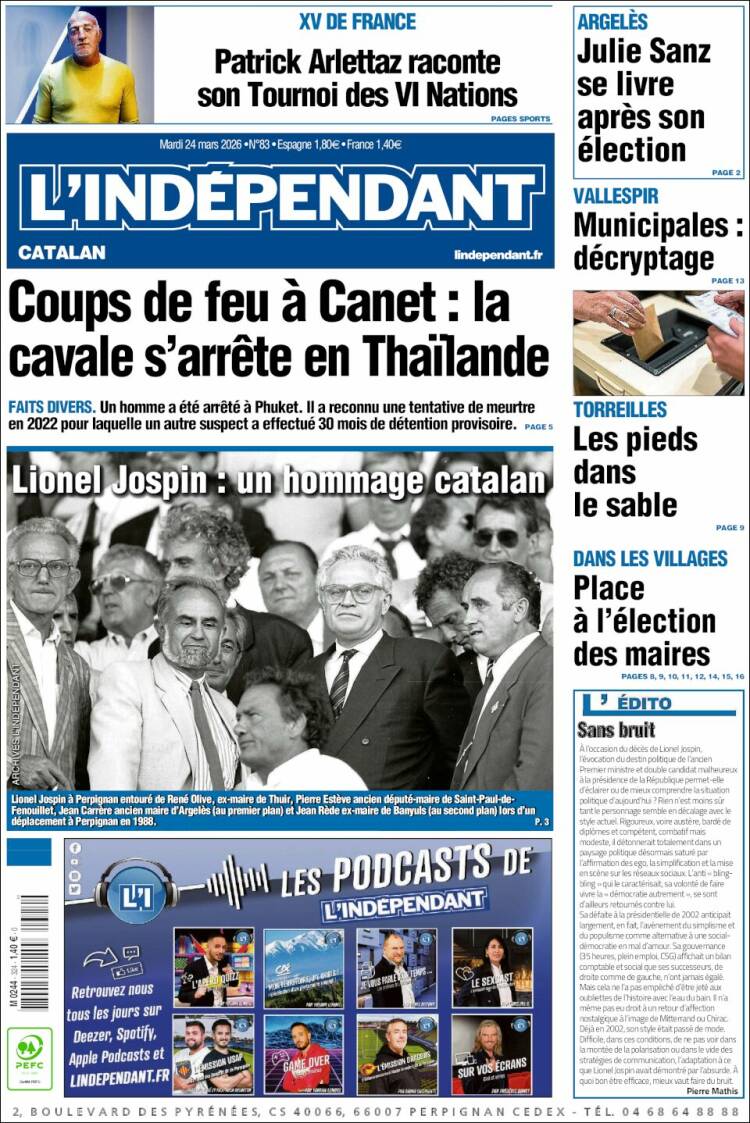 Portada de Le Indépendant (Francia)