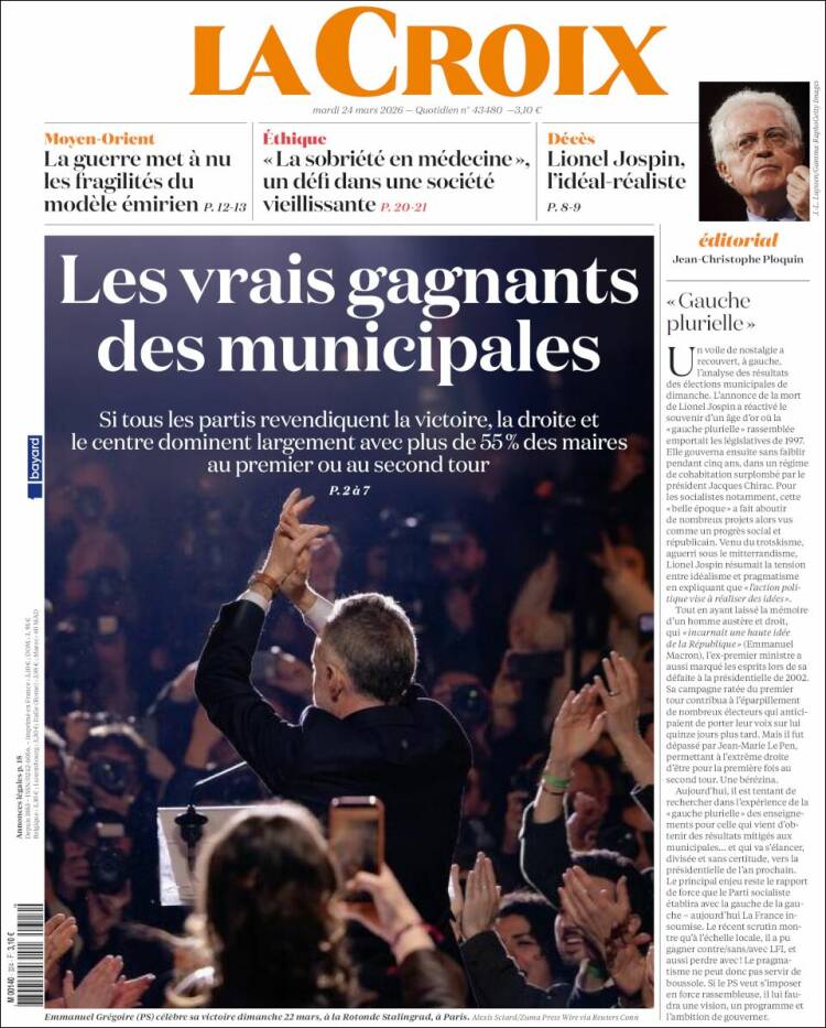 Portada de La Croix (Francia)