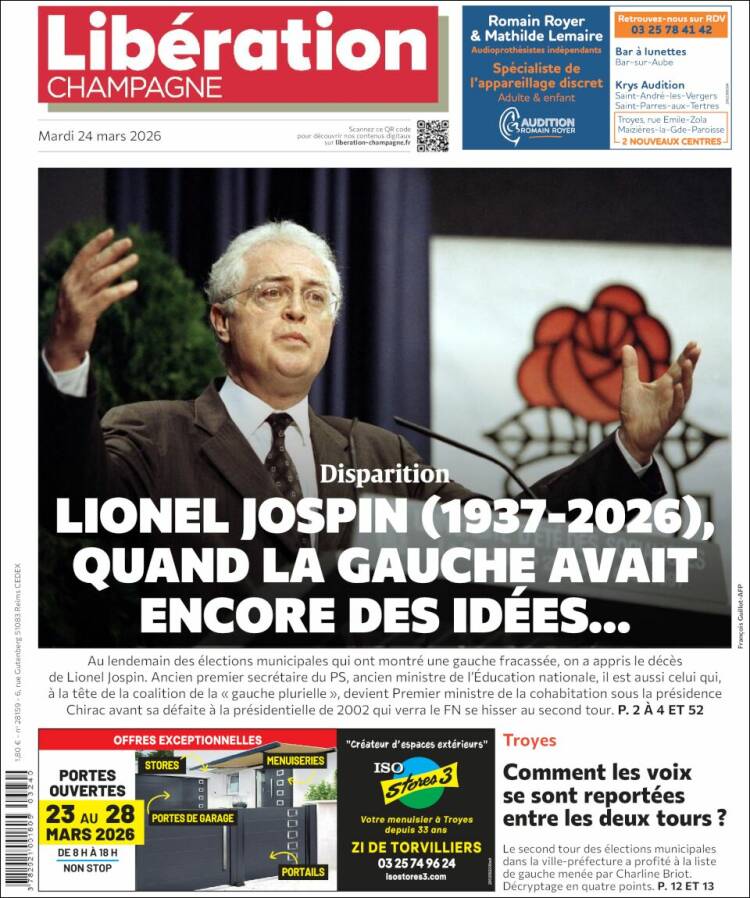 Portada de Libération Champagne (Francia)
