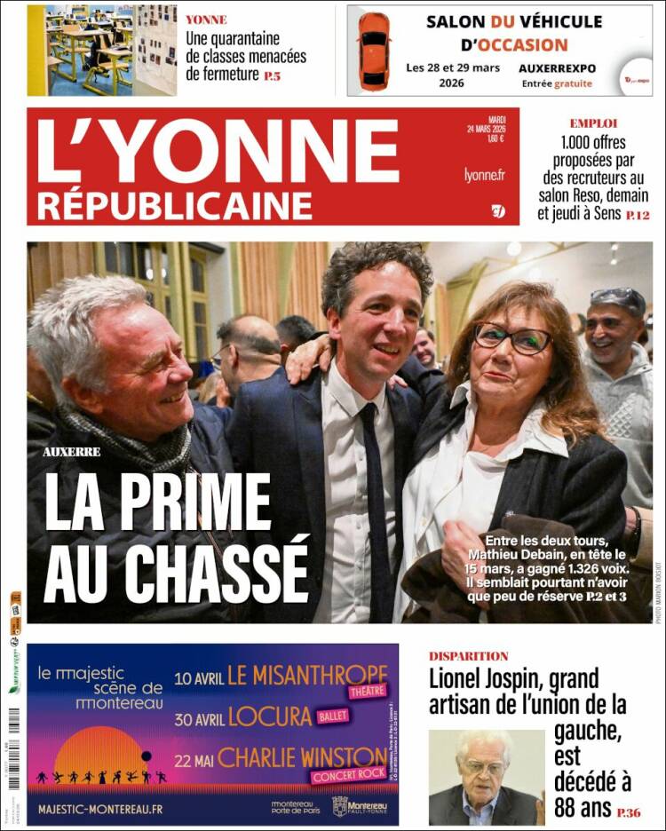 Portada de L'Yonne-Républicaine (Francia)