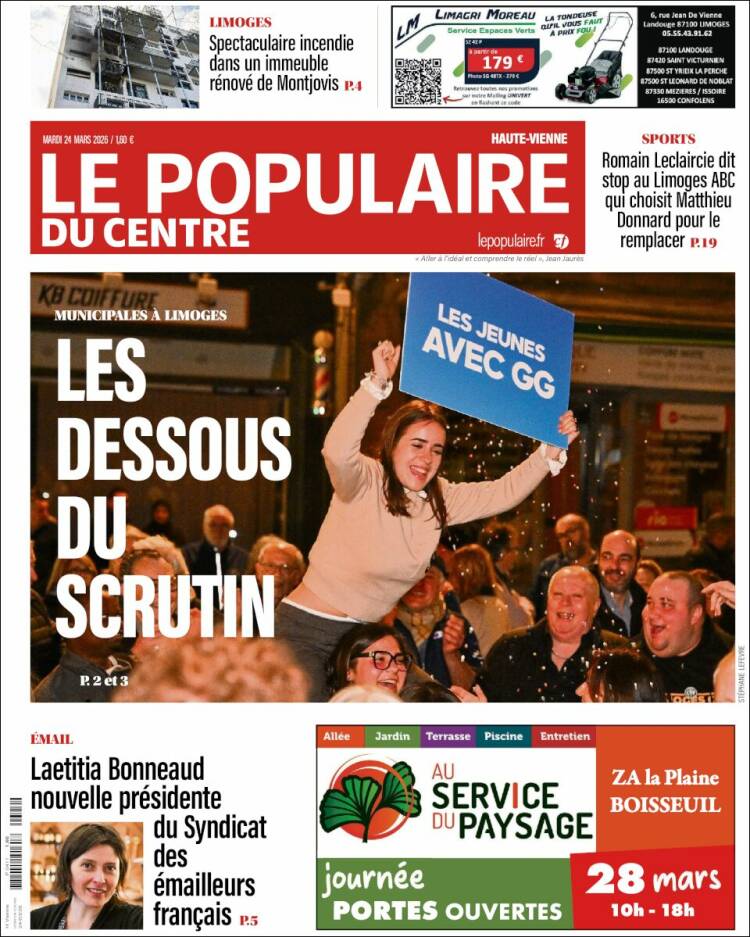 Portada de Le Populaire du Centre (Francia)