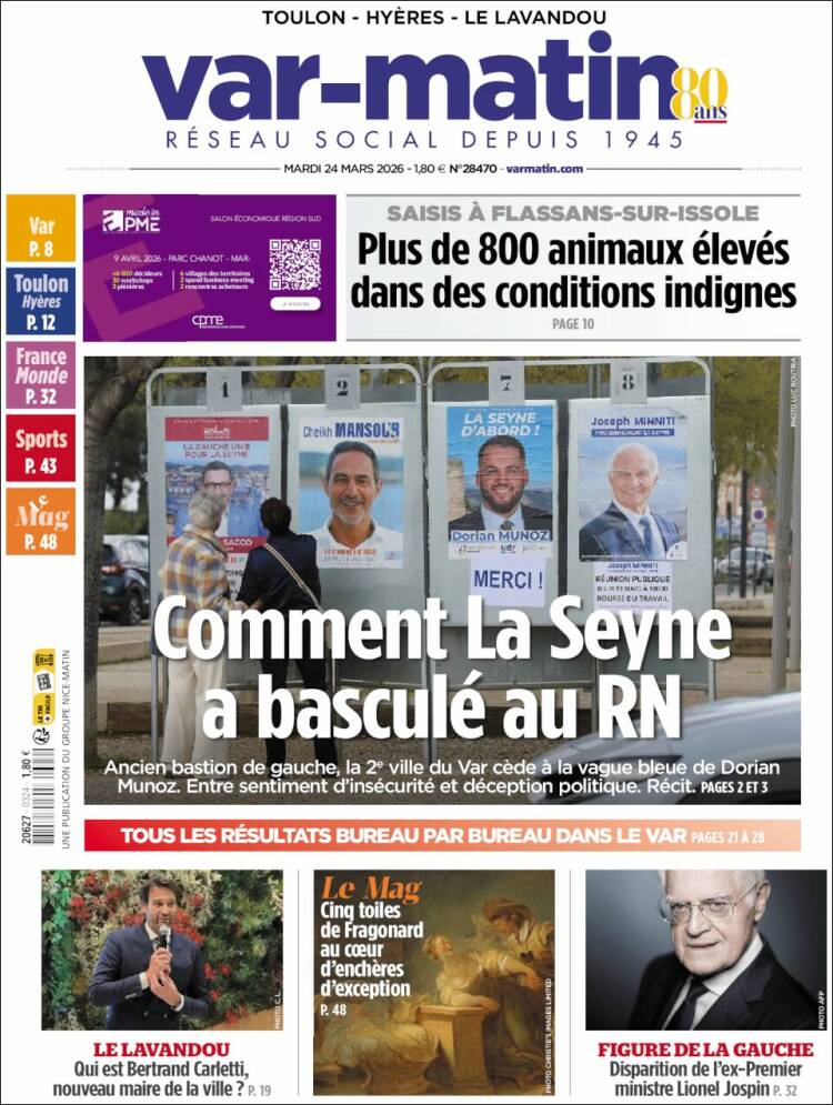 Portada de Var-Matin (Francia)