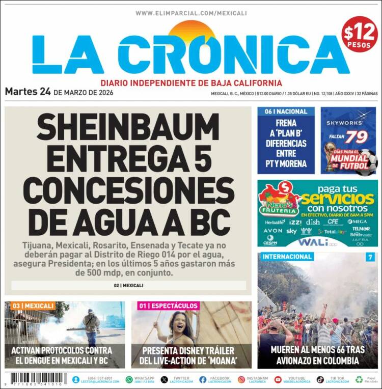 Portada de La Crónica de Baja California (M&eacute;xico)