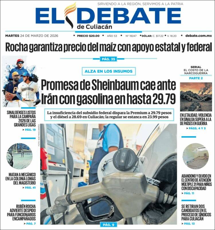 Portada de El Debate de Culiacán (M&eacute;xico)