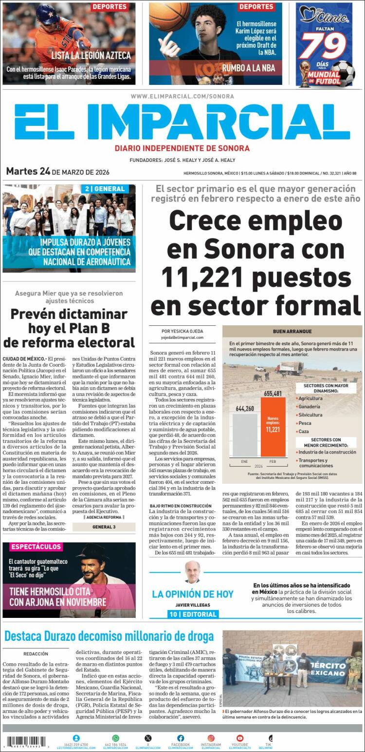 Portada de El Imparcial (M&eacute;xico)