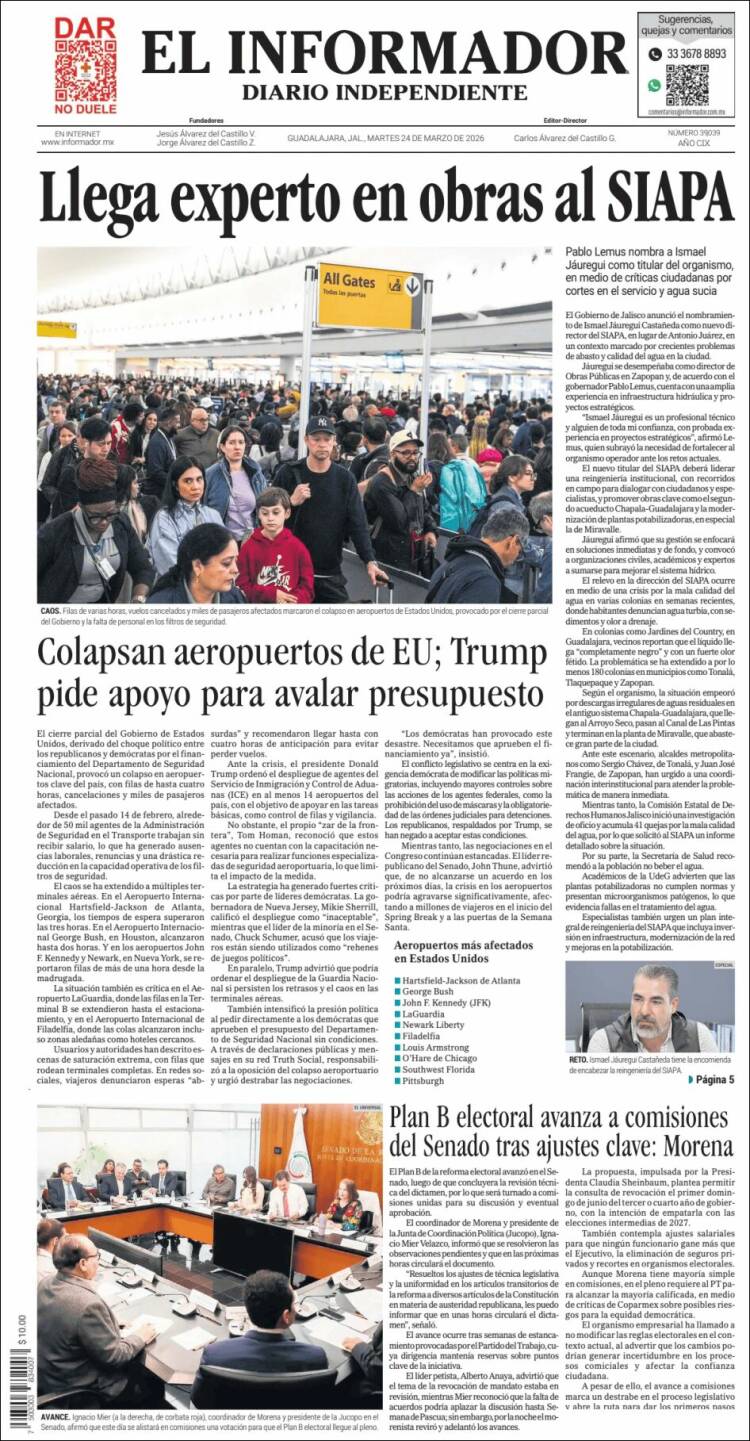 Portada de El Informador (M&eacute;xico)