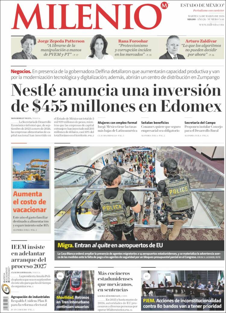 Portada de Milenio - Estado de México (M&eacute;xico)
