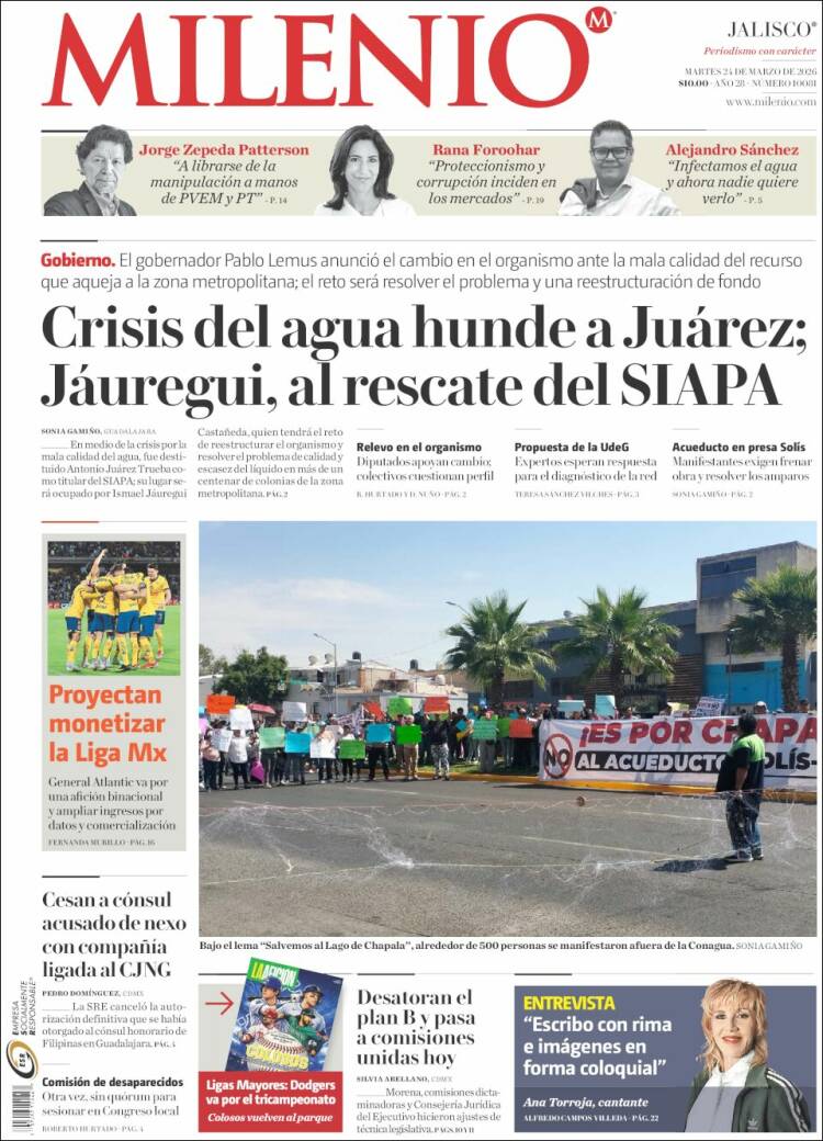 Portada de Milenio - Jalisco (M&eacute;xico)