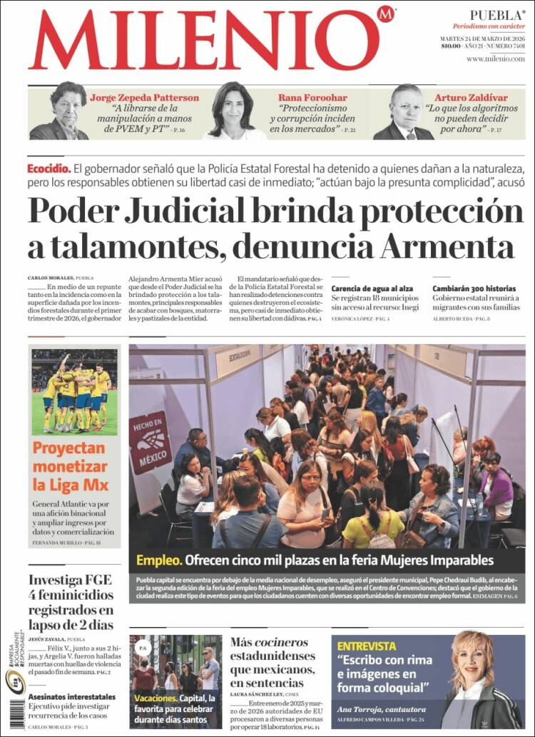 Portada de Milenio de Puebla (M&eacute;xico)
