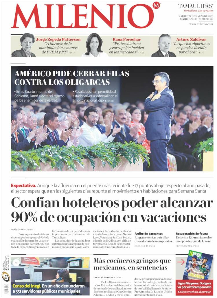 Portada de Milenio - Tamaulipas (M&eacute;xico)