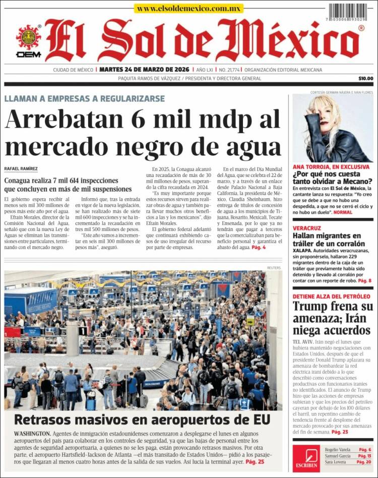 Portada de El Sol de México (M&eacute;xico)