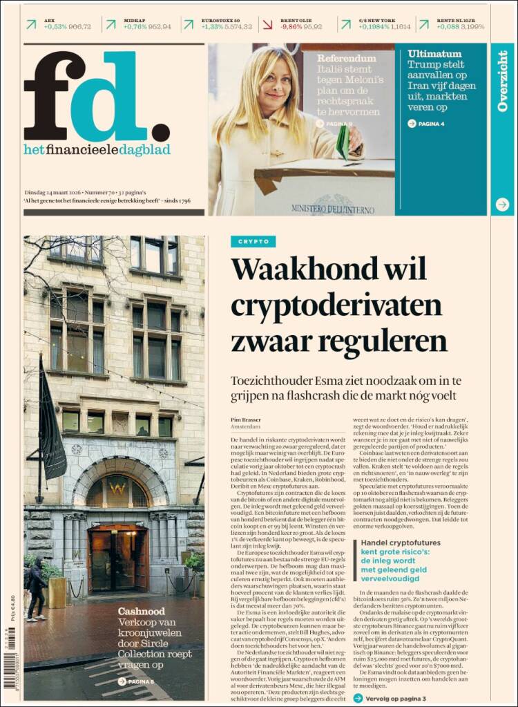 Portada de Het Financieele Dagblad (Pa&iacute;ses Bajos)