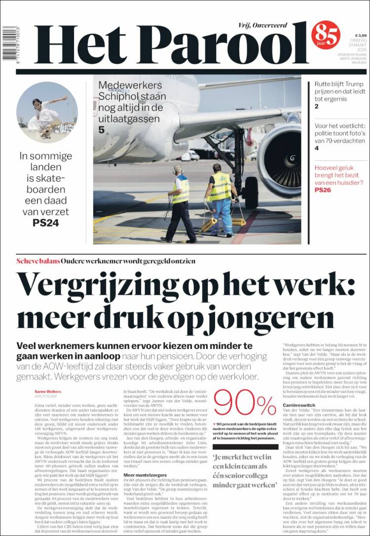 Portada de Het Parool (Pa&iacute;ses Bajos)