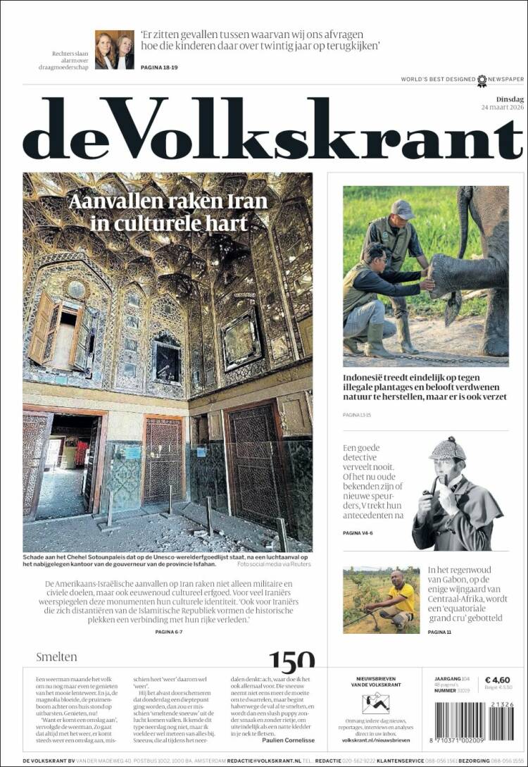 Portada de De Volkskrant (Pa&iacute;ses Bajos)