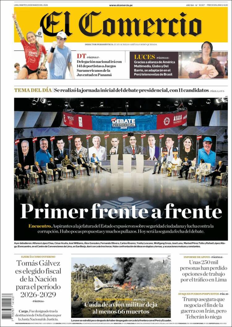 Portada de El Comercio (Per&uacute;)