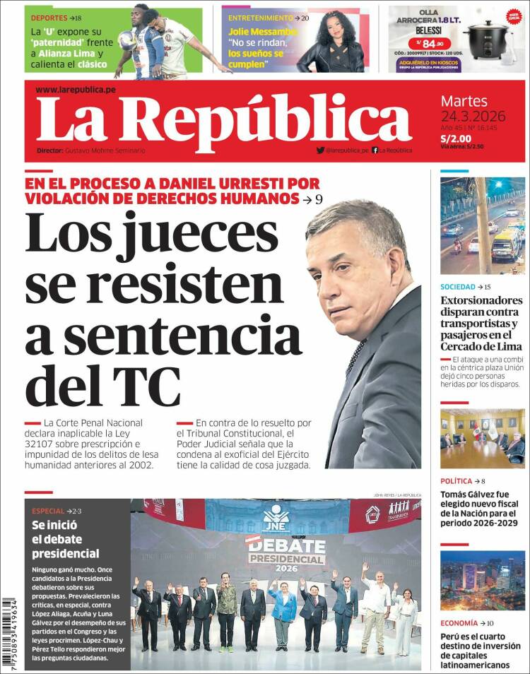 Portada de La Republica (Per&uacute;)