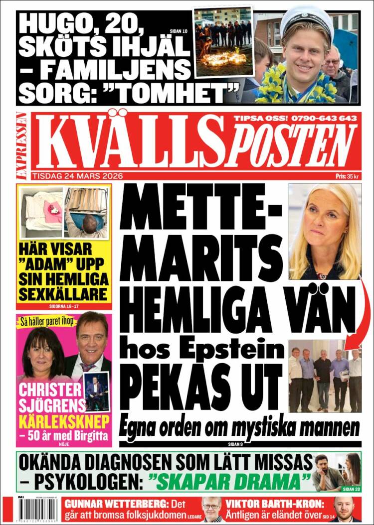 Portada de Kvällsposten (Suecia)