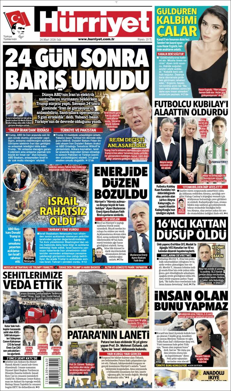 Portada de Hürriyet (Turqu&iacute;a)