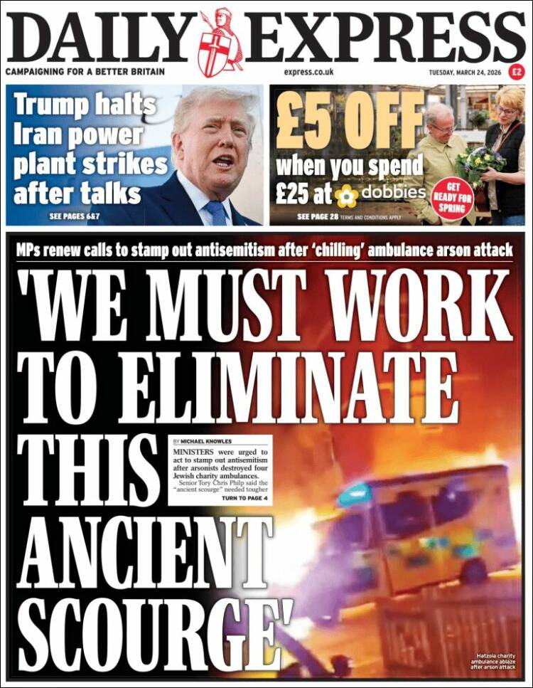 Portada de Daily Express (Reino Unido)