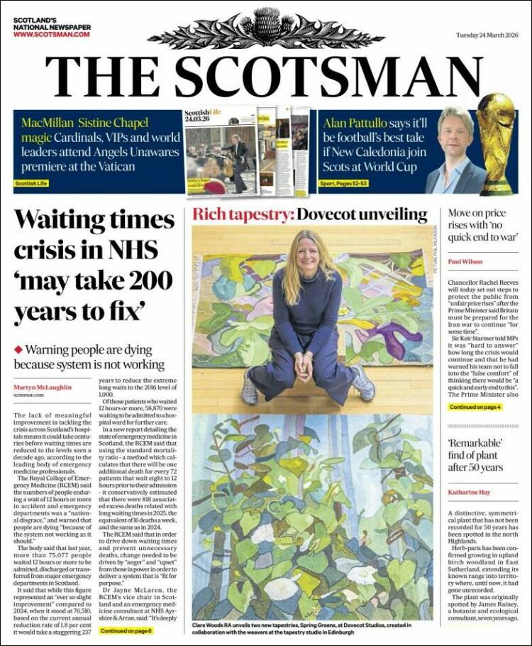 Portada de The Scotsman (Reino Unido)