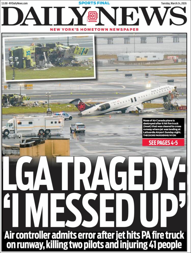 Portada de Daily News - New York (USA)